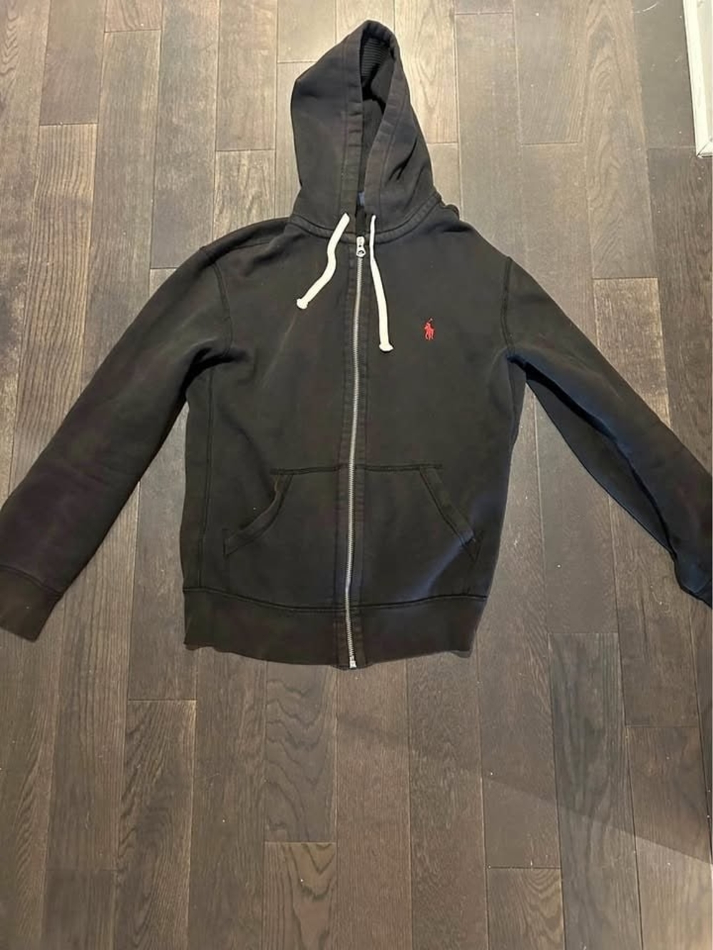 Polo by Ralph Lauren Black Zip Hoodie with Red Pony